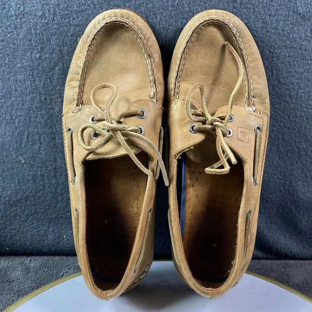 Sperry Top Sider Loafer Sahara Men's Size 9 US Brown Leather Lace Up Loafer Logo